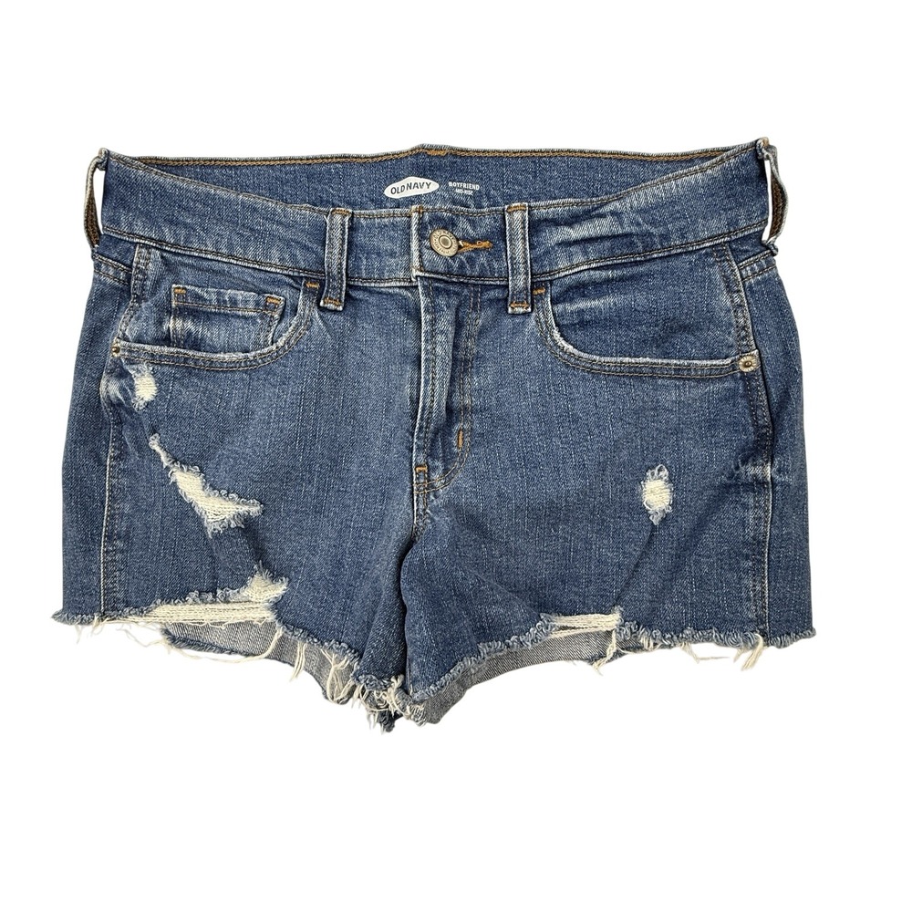 Old Navy Boyfriend Shorts Womens 6 Measure 30x2.5‎ Denim Cuffed Mid Rise